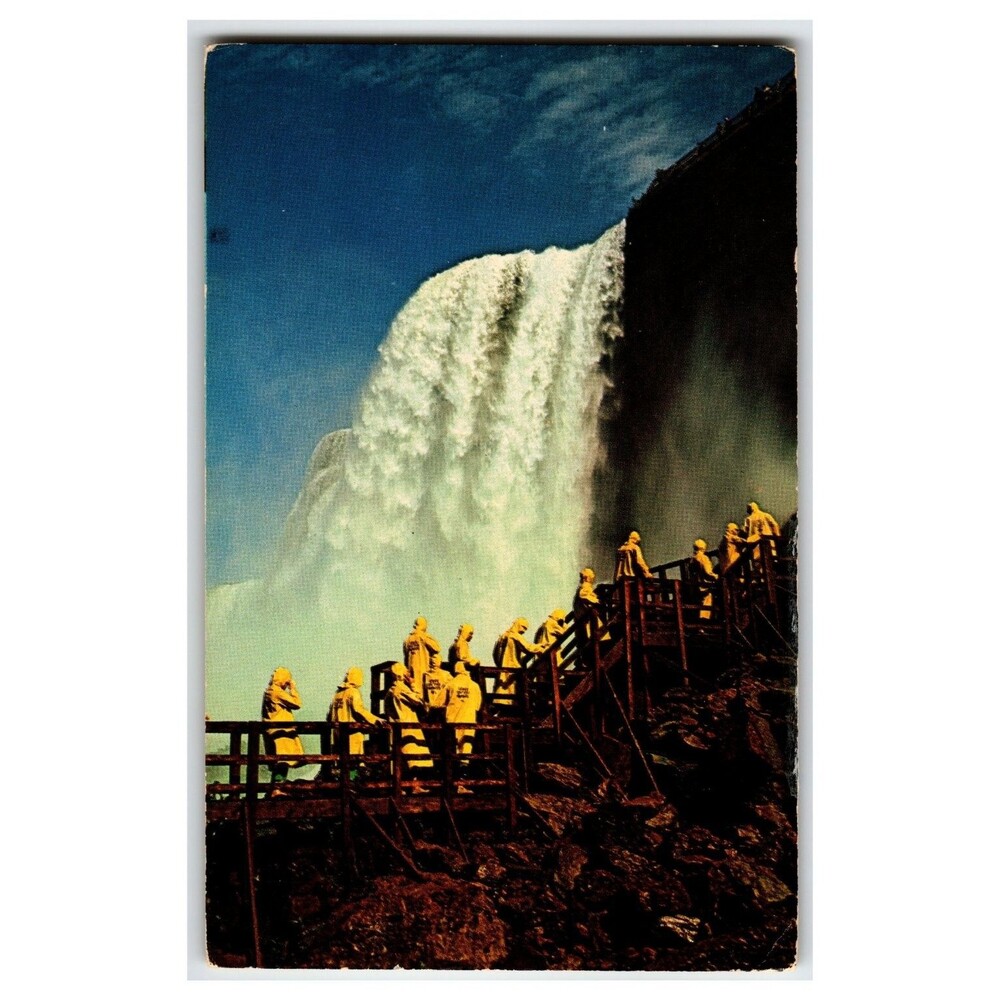Vintage Niagara Falls Cave of the Winds Catwalk Plastichrome Postcard